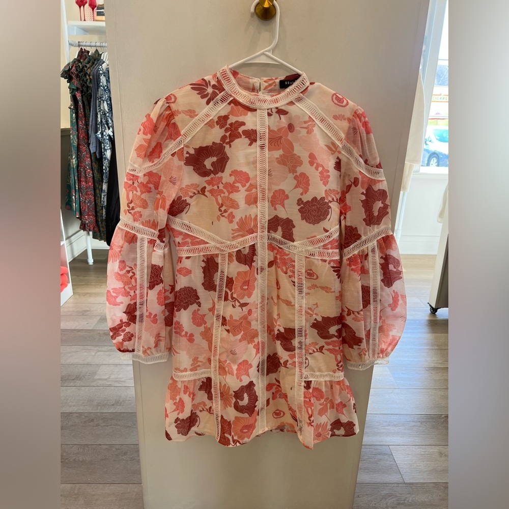 Floral long sleeve mini dress